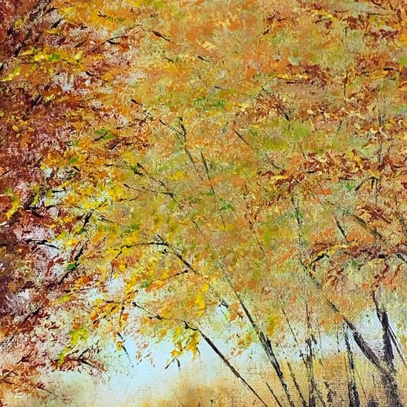 Shades of Autumn, 11 x 14 Acrylic Painting, Fall Theme Landscape Artwork - Picture 5 of 9